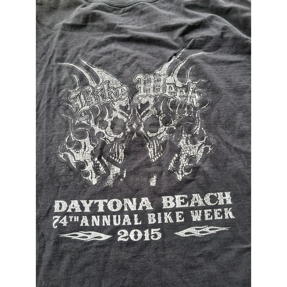 Daytona Beach FL 2015 Bike Week T-Shirt Black Biker Motorcycle Tee J4